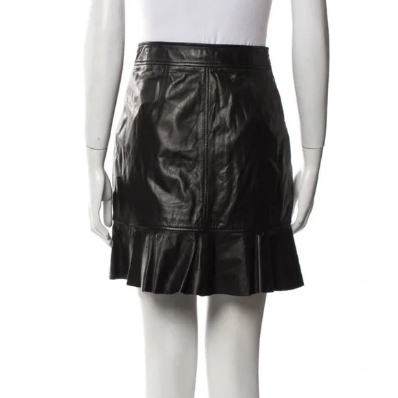 Ganni Rhinehart Lamb Leather Mini Snap On Skirt Size Small - Picture 4 of 9
